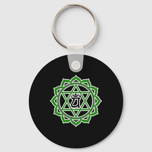 Yoga Anahata Hjärta Grönt Chakra  Nyckelring (Framsida)