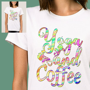 Yoga and Coffee Pastel Marcular on White T Shirt