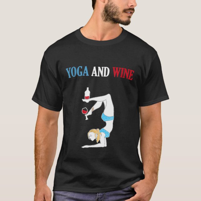Yoga and Vin - Funny Exercise T Shirt (Framsida)