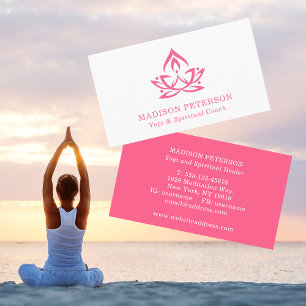 Yoga Andlig Coach Lotus Simple Modern Rosa Visitkort