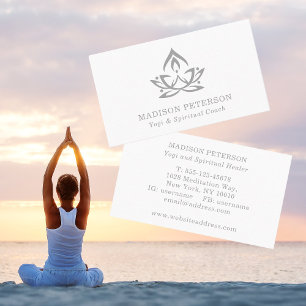 Yoga Andlig Coach Lotus Simple Modern Silver Visitkort