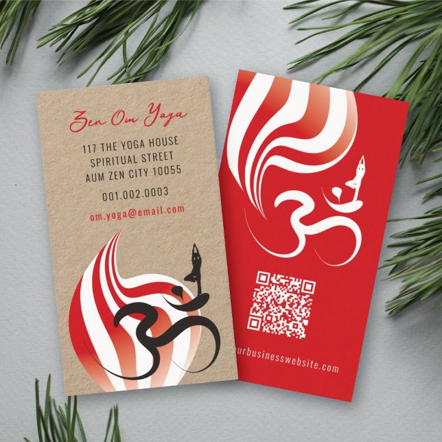 Yoga Andlig Flame Om Ohm Logotyp Calligraphy Zen Visitkort (Simple Minimalist Zen Spiritual Holistic Yoga Om/Aum Calligraphy Symbol Business Card @ fatfatin)