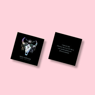 Yoga Animal Skull Mystical Öga Hologragragrafi Fyrkantigt Visitkort