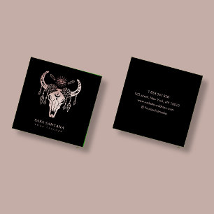 Yoga Animal Skull Mystical Öga Ro Guld Glitter Fyrkantigt Visitkort