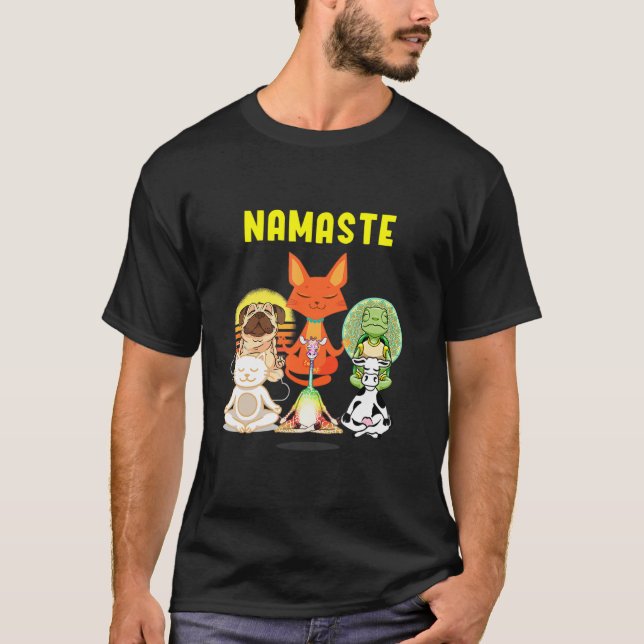 Yoga Animals Namaste Cute Animal Yoga Pose Yoga An T Shirt (Framsida)