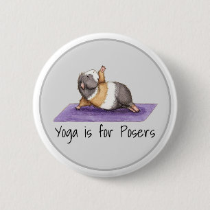 Yoga är för Posers Funny Guinea Gris Knapp