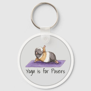 Yoga är för Posers Funny Guinea Gris Nyckelring