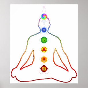 Yoga Asana Siddhasana poserar med 7 Chakras Poster