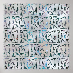 Yoga Asanas / Poses mönster Labradorite på pärlor Poster