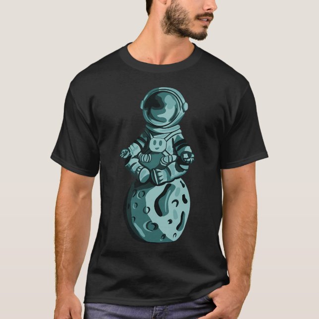 Yoga Astronaut. Meditation Zen Starman T Shirt (Framsida)