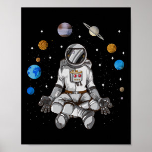 Yoga Astronaut Rymd Galax Planeter Meditera Måne Poster