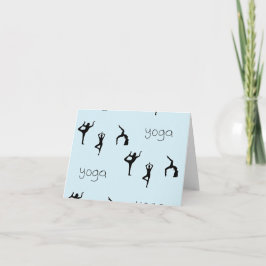 Yoga attityder och texten mönster på blått kort