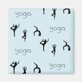 Yoga attityder och texten mönster på blått magnet