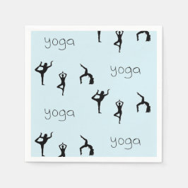 Yoga attityder och texten mönster på blått pappersservett