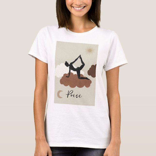 Yoga-bäcken för silhuette-poise health sol måne t shirt (Framsida)