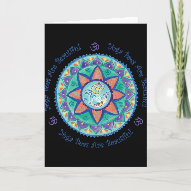 Yoga Bees Om Mandala  Kort (Framsida)