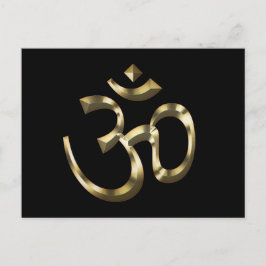 Yoga black guld metallic Om Hindu Buddhist Symbol Vykort
