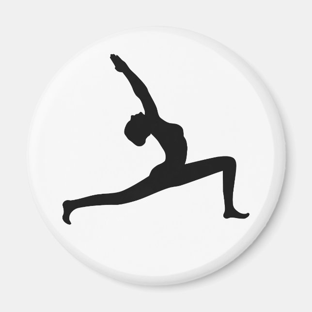 Yoga Black Silhouette Woman har runda magneter (Framsidan)