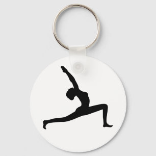 Yoga Black Silhouette Woman Nyckelring med rundtur