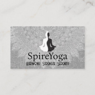 Yoga Black White Logotyp Mandala Mönster Visitkort