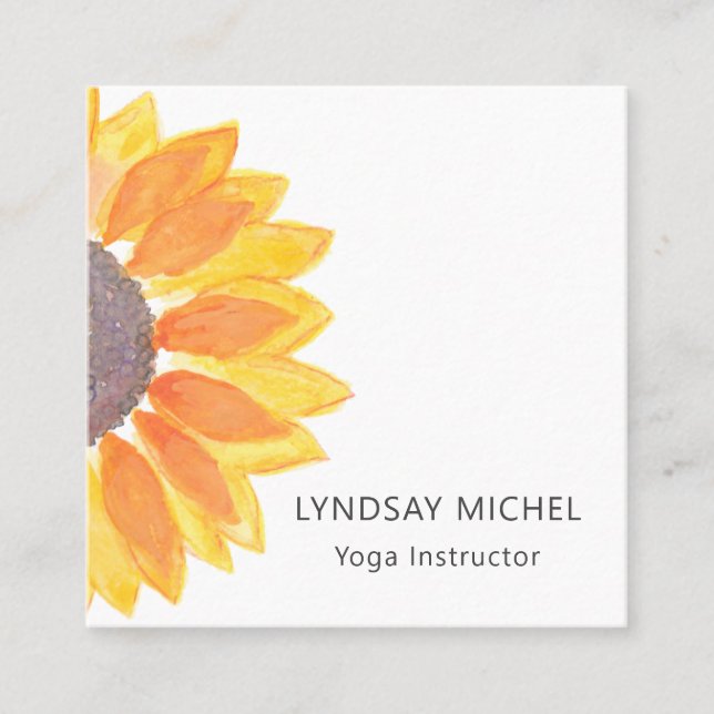 Yoga-Blommigt Fyrkantigt Visitkort (Framsida)