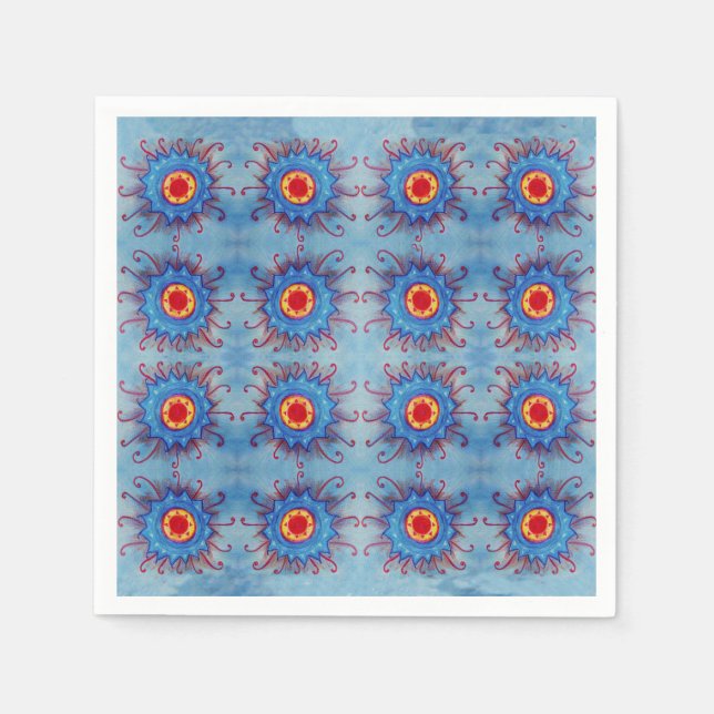 Yoga Blue Mandala Mönster Pappra Napkins Pappersservett (Framsidan)