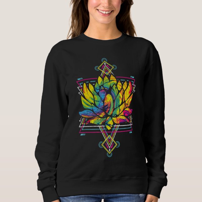 Yoga Boho Blomma Blommande Sakral Geometri Lotus T Shirt (Framsida)