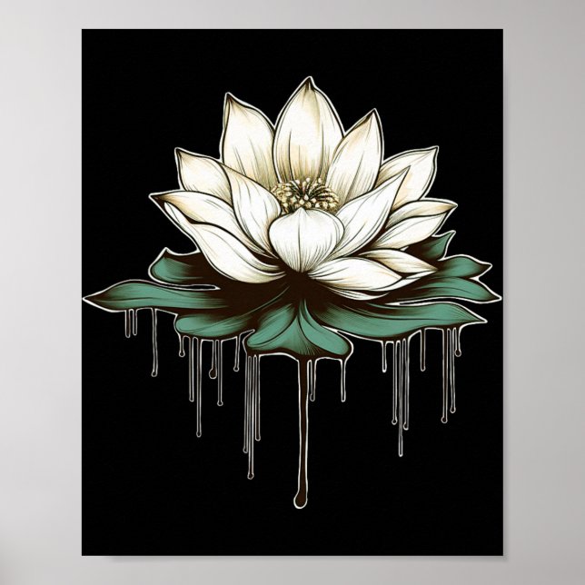 Yoga Botanisk Lotus Andlig  Poster (Framsidan)