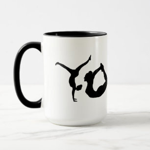 Yoga Brev Positions Black Silhouettes Mugg