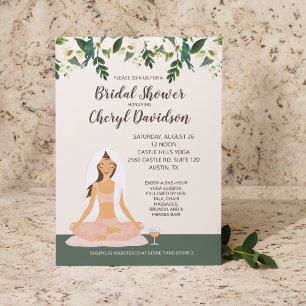 Yoga Bride Mörk Brown Hair Möhippa Mimosa Inbjudningar