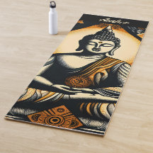 Yoga Buddha i orange och svart