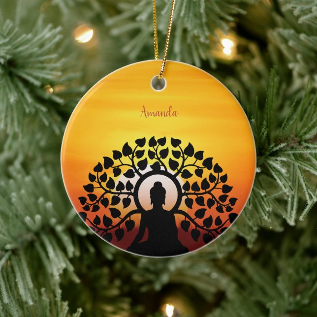 Yoga Buddha Mediation Sunset Namaste Personlig Julgransprydnad Keramik (Träd)