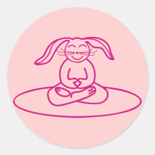 Yoga Bunny - Rosa Sticker Runt Klistermärke