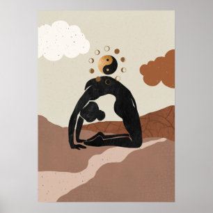 Yoga camel pose ustrasana yin yang måne faser poster