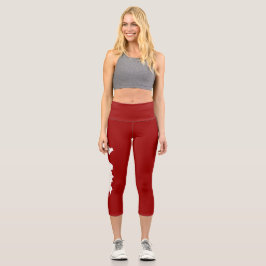 Yoga Capri Leggings - vit/röd