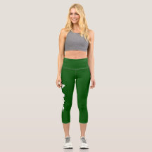 Yoga Capri Leggings - Vita/Grönt