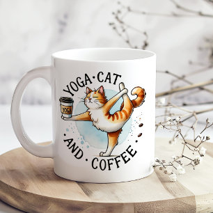 "Yoga Cat and Coffee" Funny Cat Lovers Kaffemugg