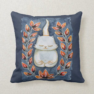 Yoga Cat Indigo Blue Dekorativ kudde