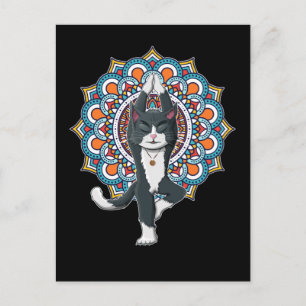 Yoga Cat Lover Mandala Chakra Relaxing Kitten Vykort