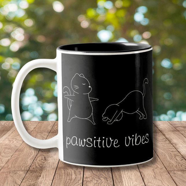 Yoga Cat Lover Pawsitive Vibes Två-Tonad Mugg (Skapare uppladdad)