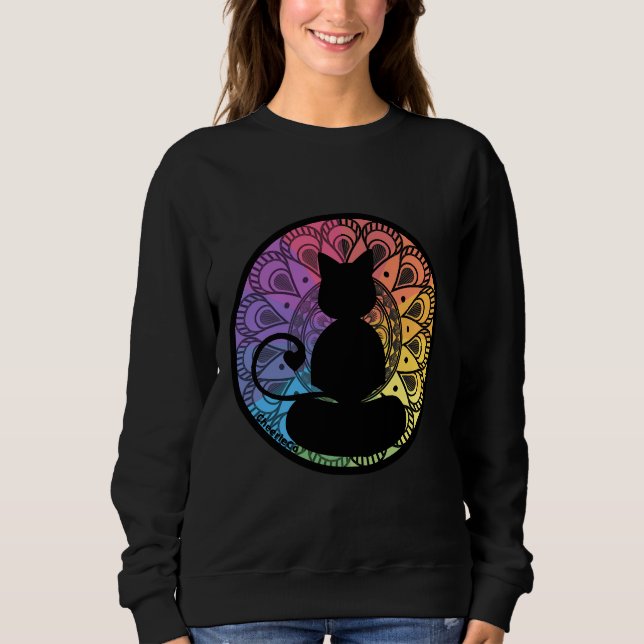 Yoga Cat Mandala T Shirt (Framsida)
