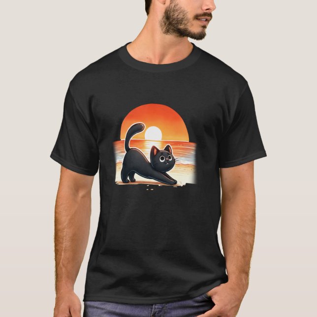 Yoga cat, meditation cat t shirt (Framsida)