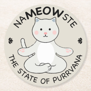 Yoga Cat - Name owste Underlägg Papper Rund