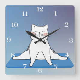 Yoga Cat Square Clock Fyrkantig Klocka
