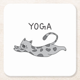 Yoga Cat Underlägg Papper Kvadrat