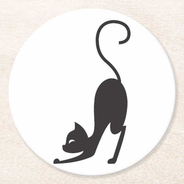 Yoga cat underlägg papper rund (Framsidan)