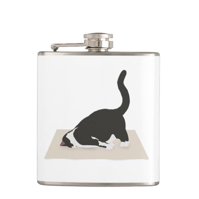 Yoga Cat Vinyl Wrapped Flask Fickplunta (Framsidan)