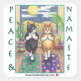 Yoga Cats Bud & Tony Sticker Fyrkantigt Klistermärke