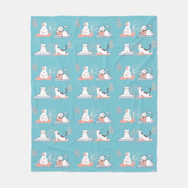 Yoga Cats Lotus Fleecefilt (Framsidan)