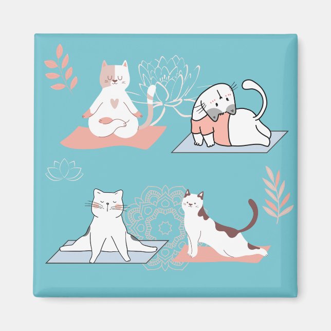 Yoga Cats Lotus Magnet (Framsidan)